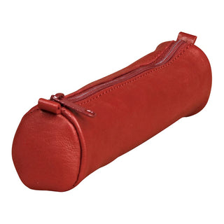 Pencil Case Leather Small Round Red