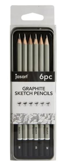 Pencils Jasart Graphite Sketch Tin of 6