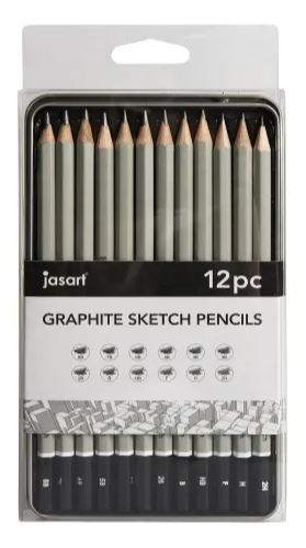 Pencils Jasart Graphite Sketch Tin of 12
