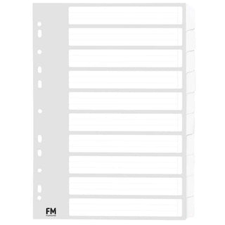 Subject Dividers FM A4 10 Tab Cardboard White