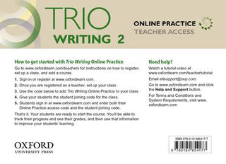 Trio Writing 2 : Online Practice Teacher Access Card