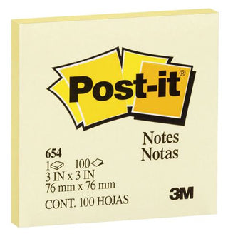 POST IT NOTES 3M 76MM X 76MM YELLOW 100 PACK