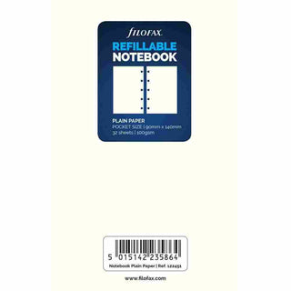 NOTEBOOK REFILL FILOFAX REFILLABLE POCKET PLAIN