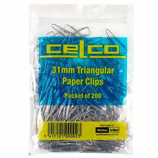 Paper Clips Celco 31mm Triangular 200 Pack