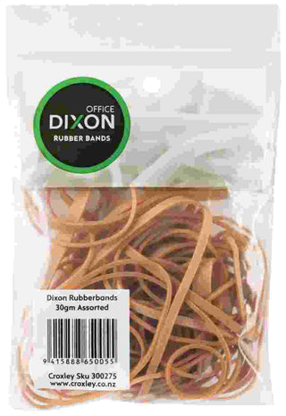 RUBBER BANDS DIXON ASSORTED 30G