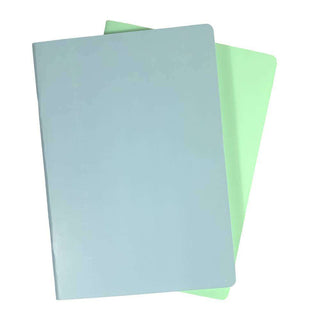 NOTEBOOK LEDAH PASTELS A5 2 PACK BLUE GREEN