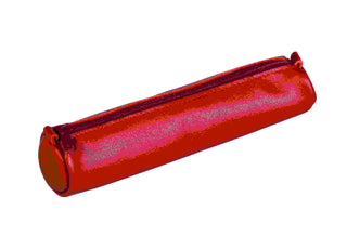 Pencil Case Leather Small Round Red