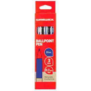 PEN WARWICK BALLPOINT RETRACTABLE BLUE 3 PACK