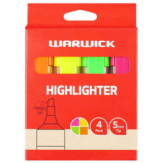 Highlighter Warwick Stubby Assorted 4 Pack