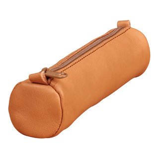 Pencil Case Leather Small Round Tan