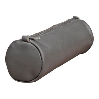 Pencil Case Leather Large Round Grey