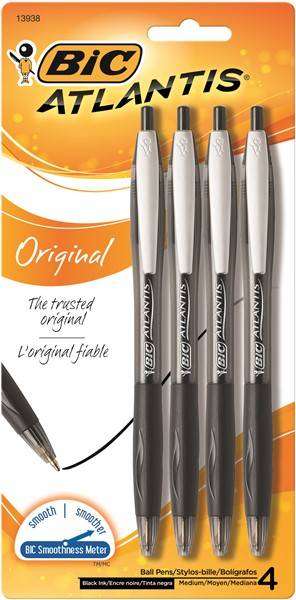 PEN BIC ATLANTIS BLACK 4 PACK