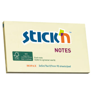 Stickn Notes FSC 76 x 127mm 90 Sheets Yellow