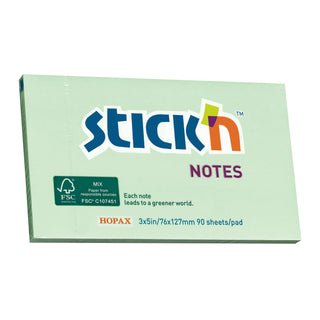 Stickn Notes FSC 76 x 127mm 90 Sheets Green