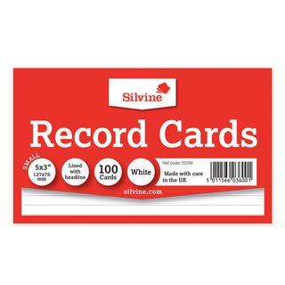 System Cards Silvine 5 x 3 Ruled 100 Pack