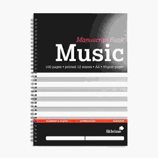 MUSIC BOOK SILVINE A4 MANUSCRIPT 100 PAGE