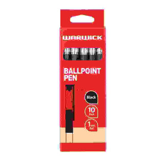 PEN WARWICK BALLPOINT CAPPED BLACK 10 PACK