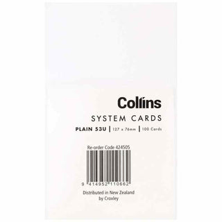 SYSTEM CARDS COLLINS 5 X 3 PLAIN 100 PACK