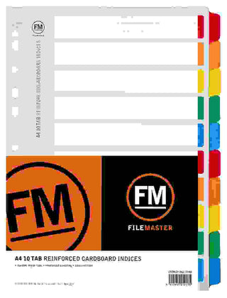 Subject Dividers FM A4 10 Tab Reinforced Cardboard