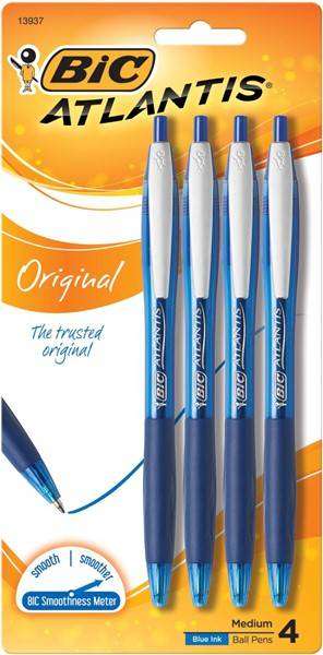 PEN BIC ATLANTIS BLUE 4 PACK