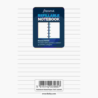 NOTEBOOK REFILL FILOFAX REFILLABLE POCKET RULED