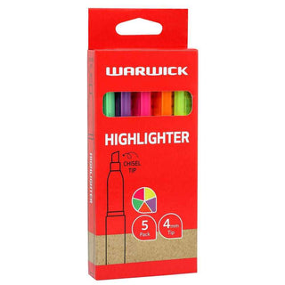 Highlighter Warwick Slimline Assorted 5 Pack