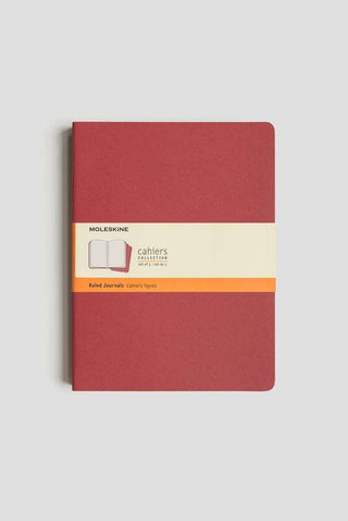 JOURNAL MOLESKINE CAHIERS EXTRA LARGE RULED CRANBERRY RED SET OF 3