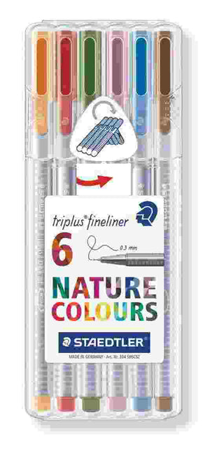 PEN STAEDTLER TRIPLUS FINELINER NATURE 6 PACK