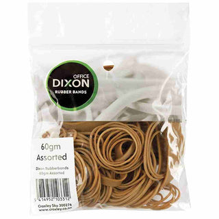 RUBBER BANDS DIXON ASSORTED 60G