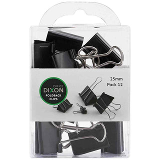 FOLDBACK CLIPS DIXON 25MM 12 PACK