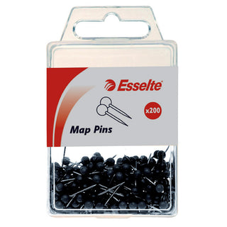 Map Pins Esselte 17mm x 4mm Black 200 Pack