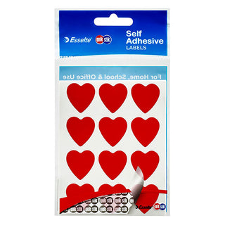 Labels Quik Stick Red Heart 48 Pack