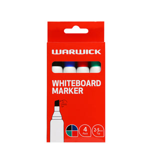 Marker Warwick Whiteboard Chisel Tip Assorted 4 Pack