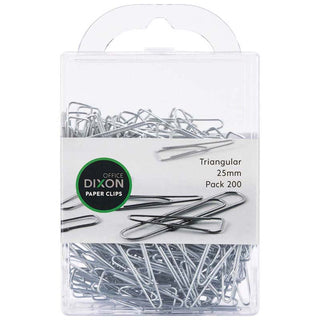 PAPER CLIPS DIXON 25MM TRI SILVER 200 PACK