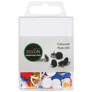 Drawing Pins Dixon Coloured 100 Pack