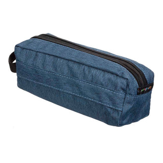 Pencil Case Okin Barrel Double Zip Denim Blue