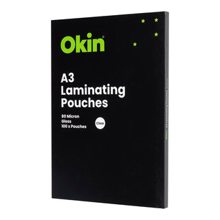 Laminating Pouches Okin A3 80 Micron 100 Pack