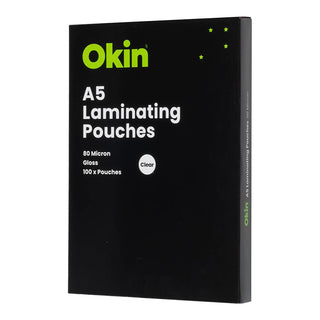 Laminating Pouches Okin A5 80 Micron 100 Pack