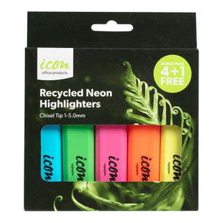 Highlighter Icon Recycled Neon 5 Pack