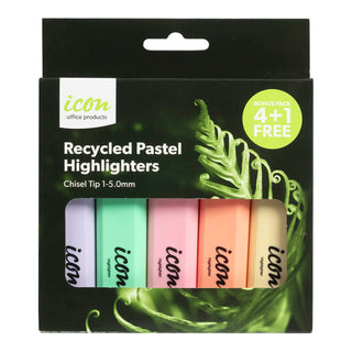 Highlighter Icon Recycled Pastel 5 Pack