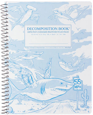 Decomposition Spiral Notebook Large Ruled Flying Sharks