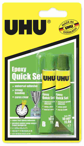 GLUE UHU EPOXY QUICK SET 2X10ML TUBES