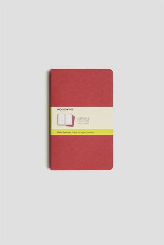 JOURNAL MOLESKINE CAHIERS LARGE PLAIN CRANBERRY RED SET OF 3