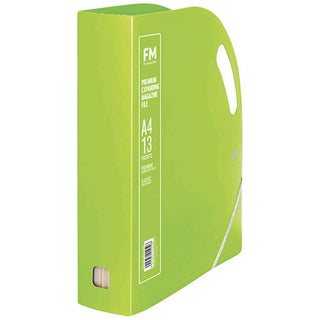 MAGAZINE FILE FM PREMIUM EXPANDING 13 POCKET LIME GREEN