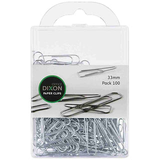 PAPER CLIPS DIXON 33MM ROUND SILVER 100 PACK