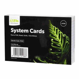 System Cards Icon 6 x 4 Ruled White 100 Pack