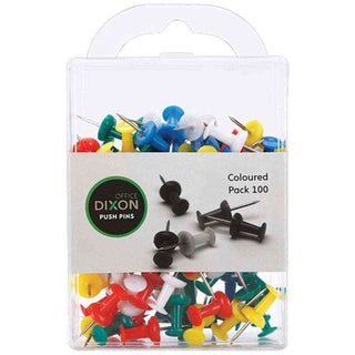 Push Pins Dixon Coloured 100 Pack