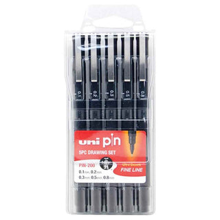 PEN UNI PIN DRAWING SET 5 PIECE BLACK